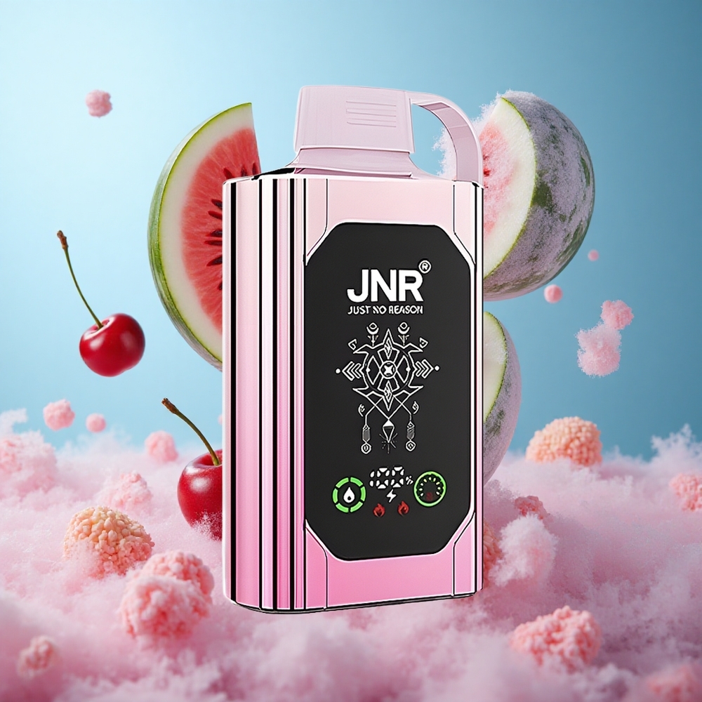 JNR Shisha Hookah Box 20500 Puffs Cherry Watermelon Freeze HD Display 1000mAh 25ml Dual Mesh Coil Type-C 0%/2%/5% Nicotine