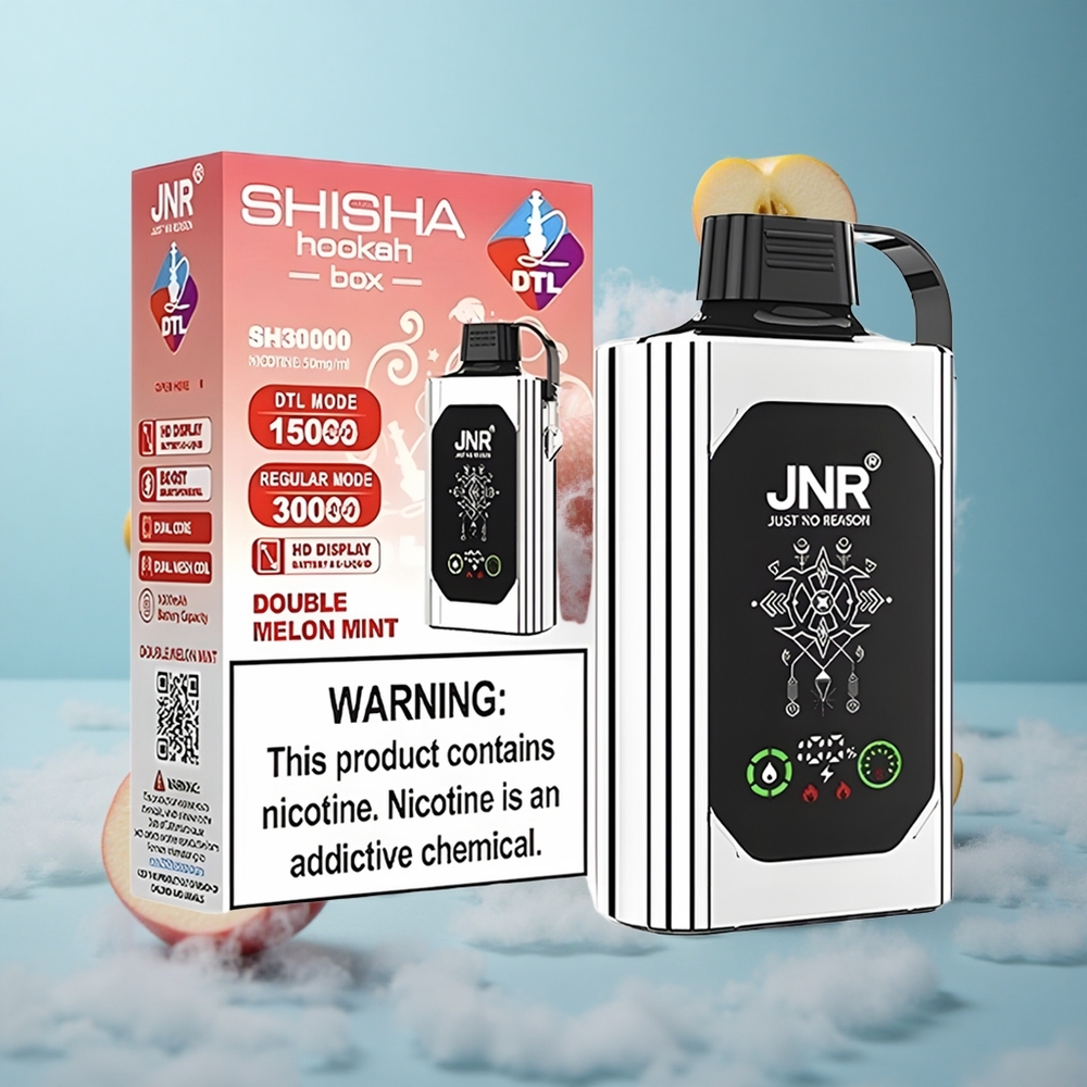 JNR Shisha Hookah Box 20500 Puffs Disposable Vape Double Apple HD Display 1000mAh 25ml Dual Mesh Coil Dual Core Type-C Quick Charge