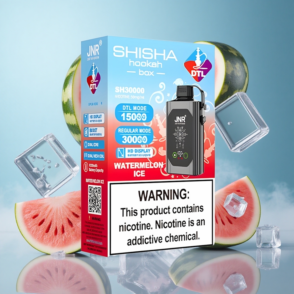 JNR Shisha Hookah Box 20500 Puffs Disposable Vape Watermelon Ice 25ml 1000mAh Dual Mesh Coil Type-C 0%/2%/5% Nicotine