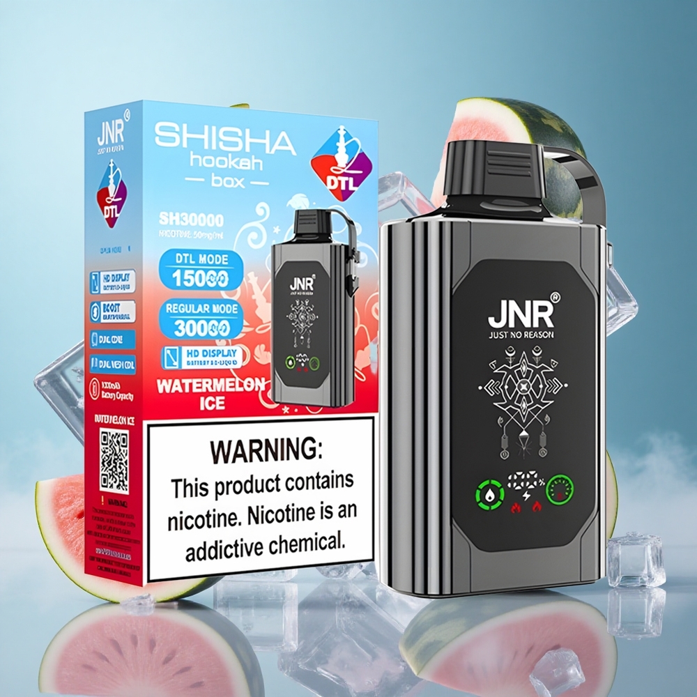JNR Shisha Hookah Box 20500 Puffs Disposable Vape Watermelon Ice 25ml 1000mAh Dual Mesh Coil Type-C 0%/2%/5% Nicotine