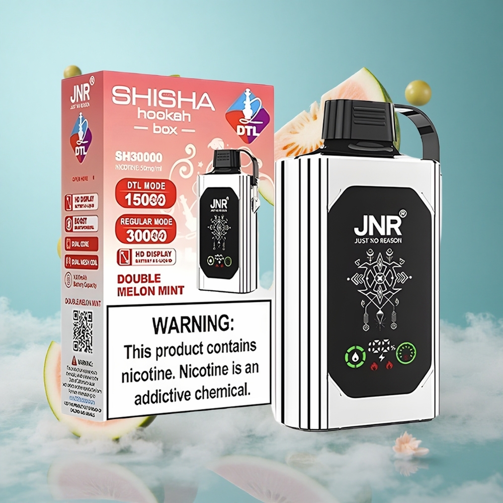 JNR Shisha Hookah Box 20500 Puffs Double Melon Mint HD Display 1000mAh 25ml Dual Mesh Coil Type-C 0%/2%/5% Nicotine