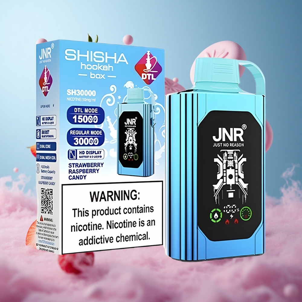 JNR Shisha Hookah Box 20500 Puffs HD Display Disposable Vape Strawberry Raspberry Candy Dual Mesh Coil Type-C 25ml