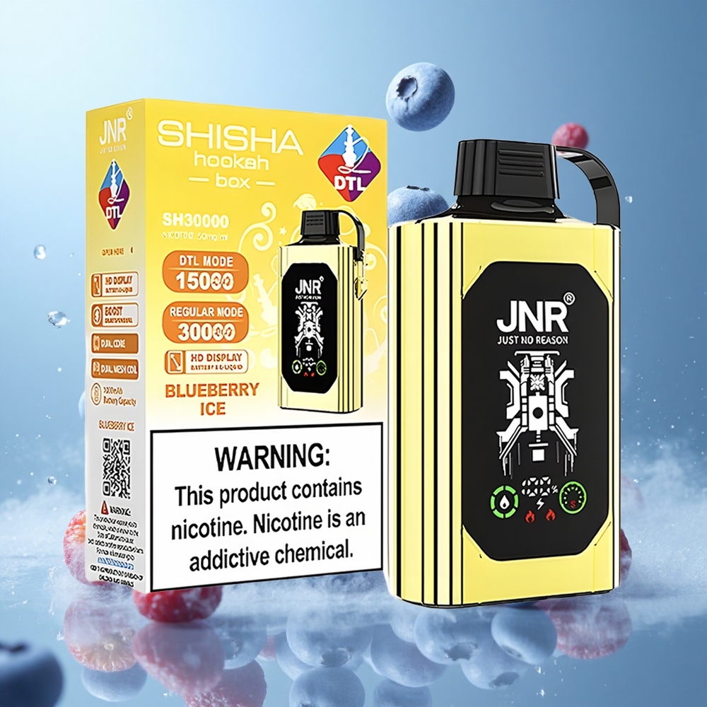 JNR Shisha Hookah Box 20500 Puffs HD Display Dual Mesh Coil Type-C Quick Charge Blueberry Ice