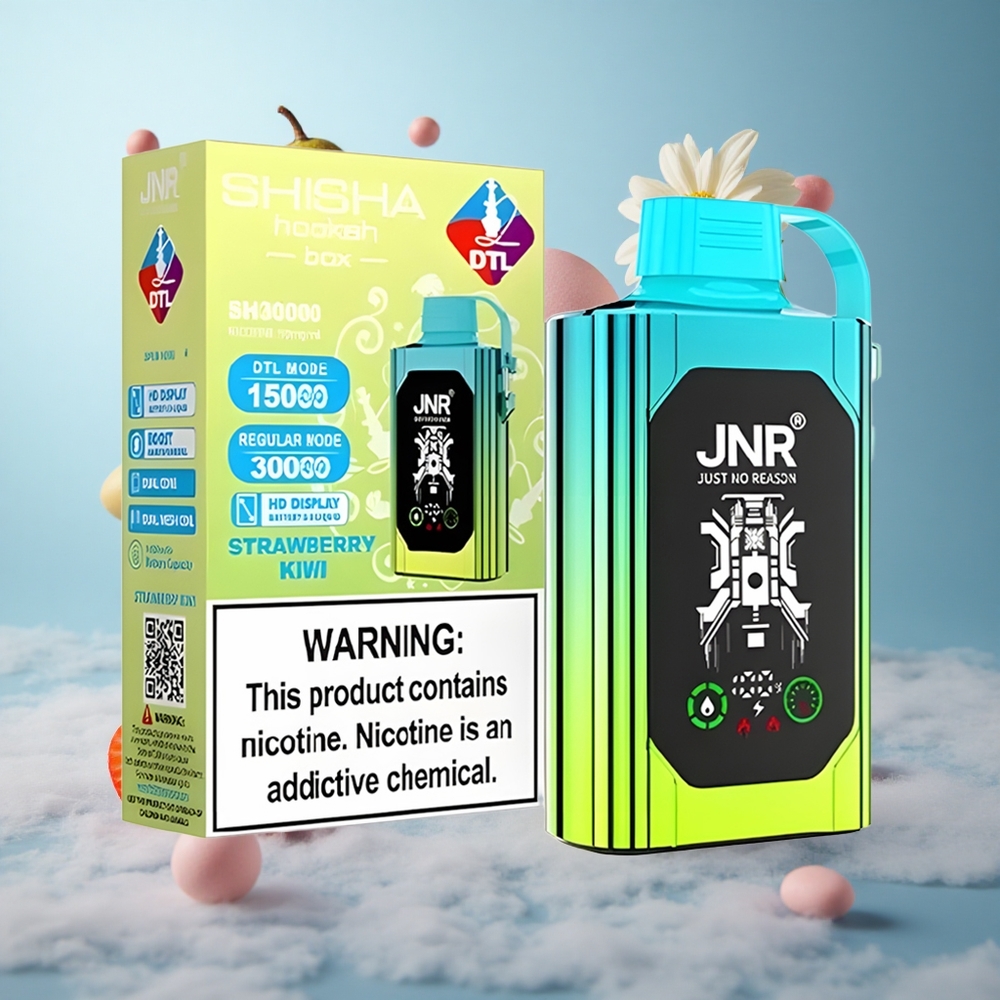 JNR Shisha Hookah Box 20500 Puffs HD Display Dual Mesh Coil Type-C Strawberry Kiwi