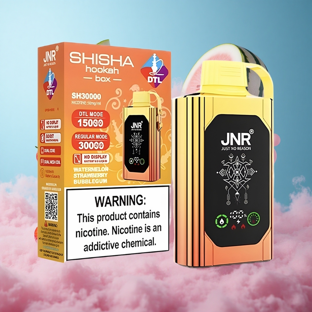 JNR Shisha Hookah Box 20500 Puffs HD Display Watermelon Strawberry Bubblegum Dual Mesh Coil Type-C 1000mAh 25ml 0%/2%/5% Nicotine