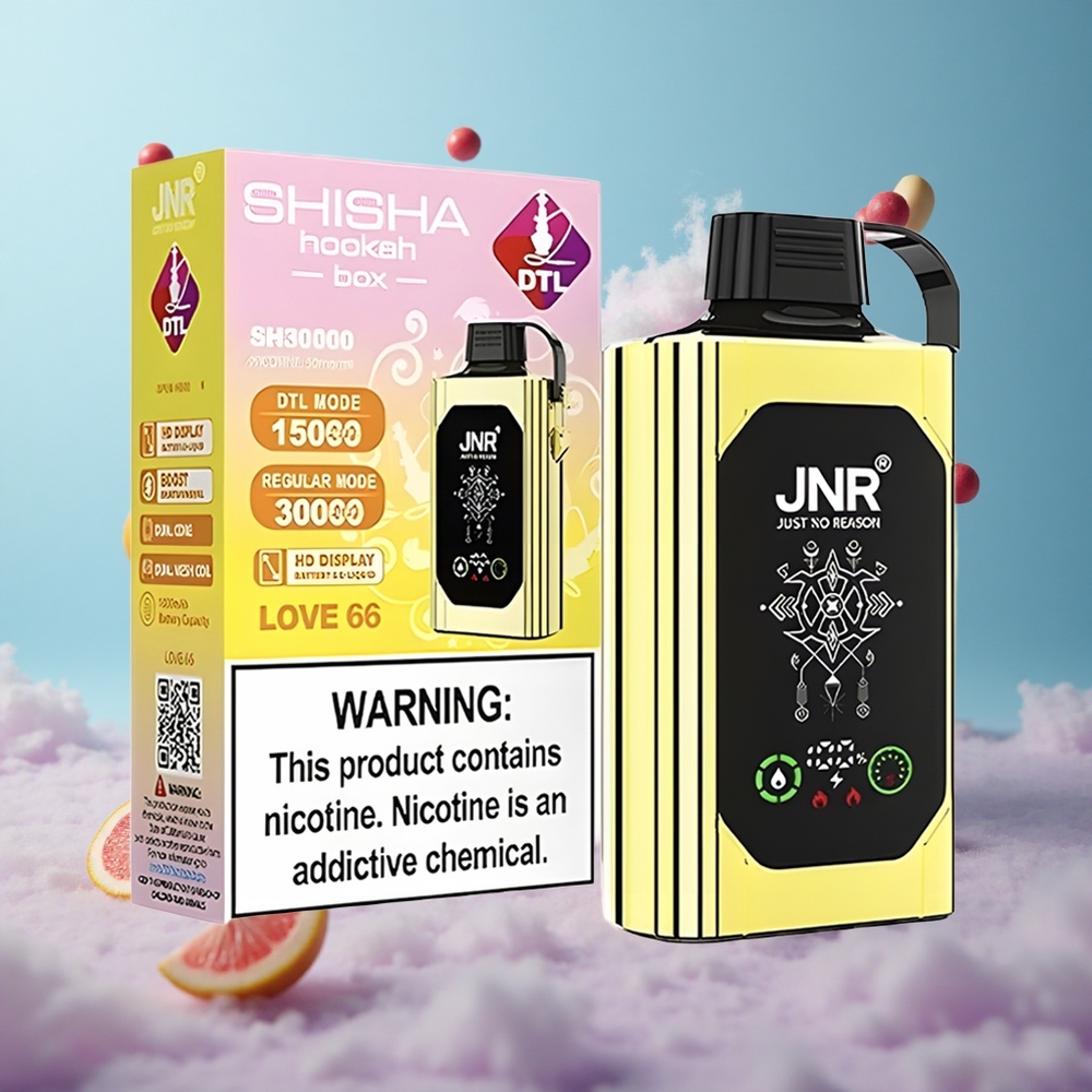 JNR Shisha Hookah Box 20500 Puffs Love 66 HD Display 1000mAh 25ml Dual Mesh Coil Type-C 0%/2%/5% Nicotine