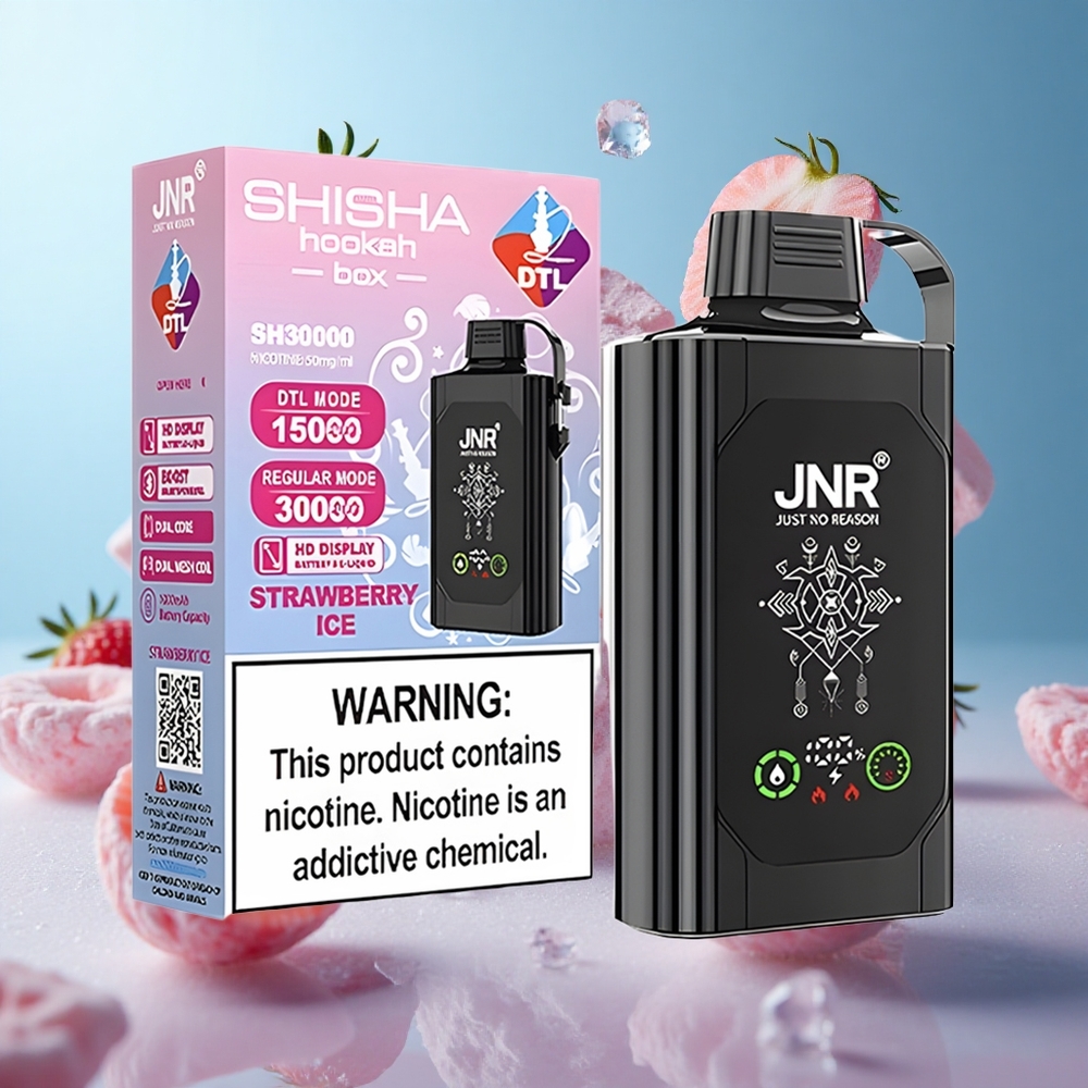 JNR Shisha Hookah Box 20500 Puffs Strawberry Ice HD Display 1000mAh 25ml Dual Mesh Coil Type-C