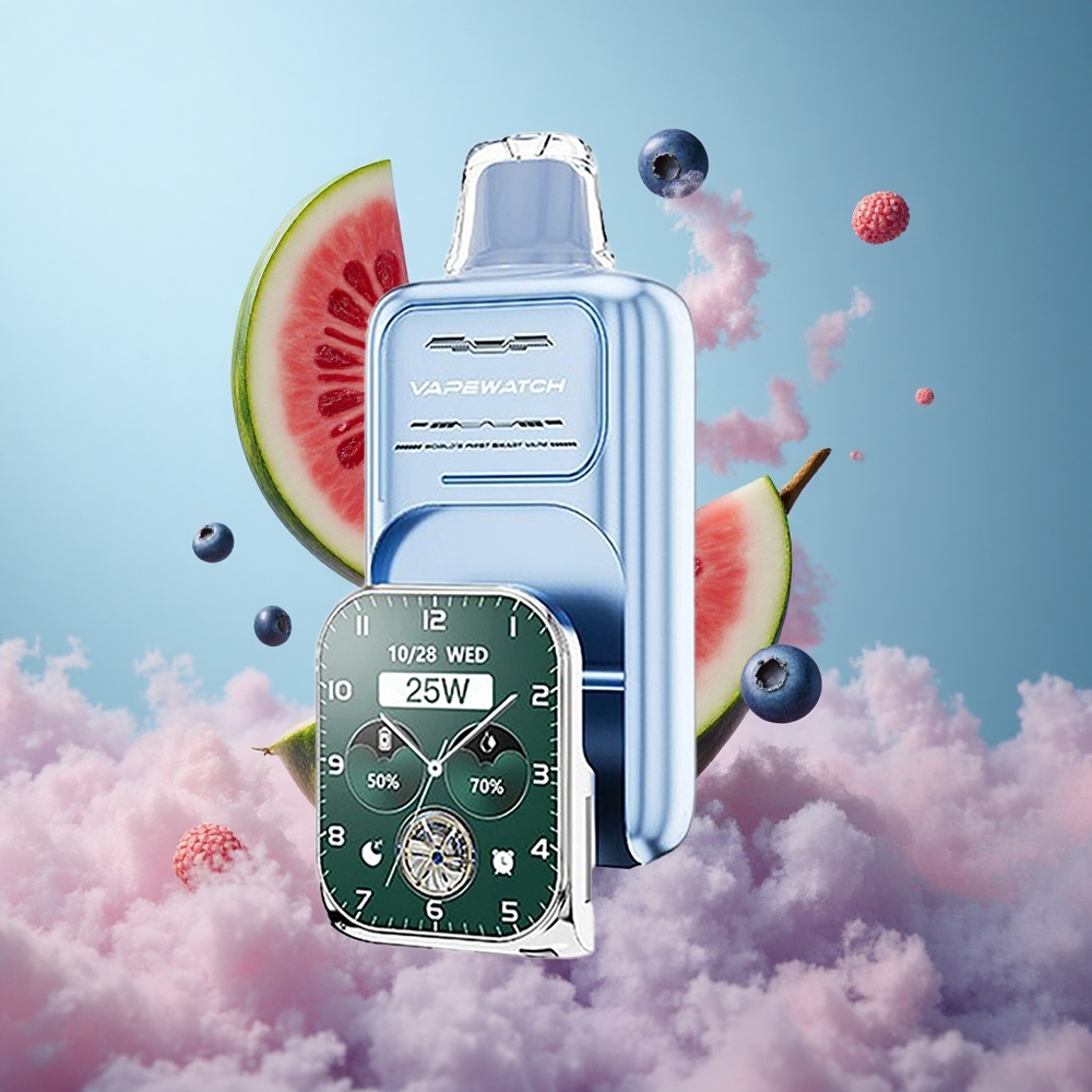 JNR Vape Watch 30000 Puffs 19mL 5% Nicotine Dual Mesh Blueberry Watermelon Type-C