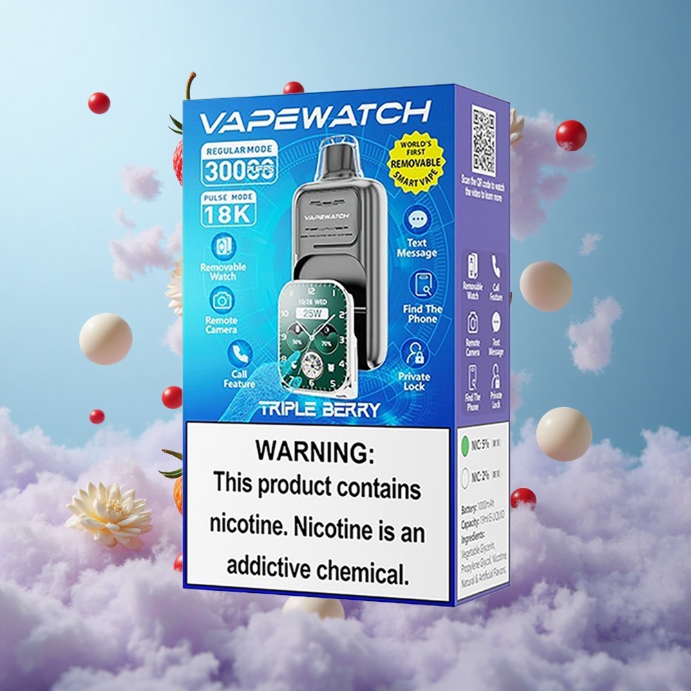 JNR Vape Watch 30000 Puffs 19mL Dual Mesh Triple Berry Type-C 5% Nicotine