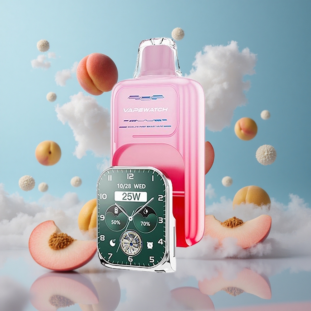 JNR Vape Watch 30000 Puffs Dual Mesh 19mL Georgia Peach Type-C Quick Charge