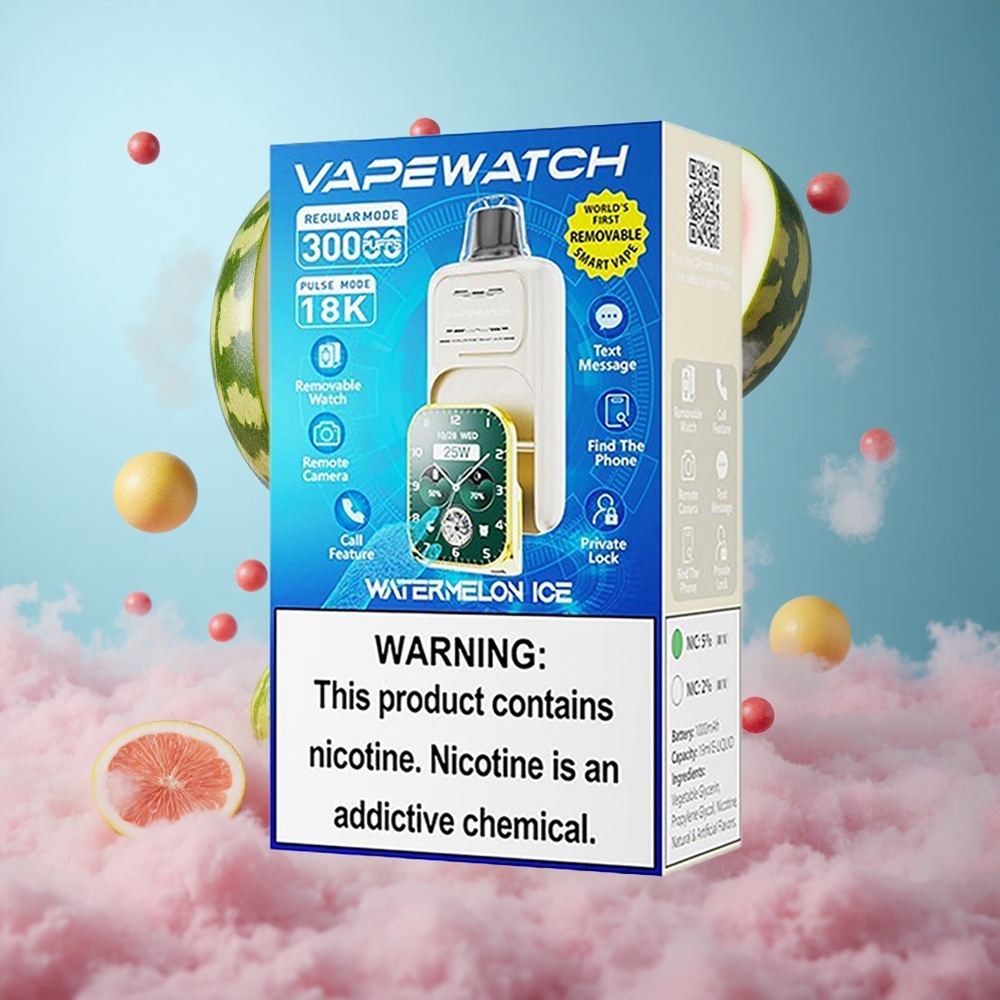 JNR Vape Watch 30000 Puffs Dual Mesh Coil Watermelon Ice Type-C Quick Charge