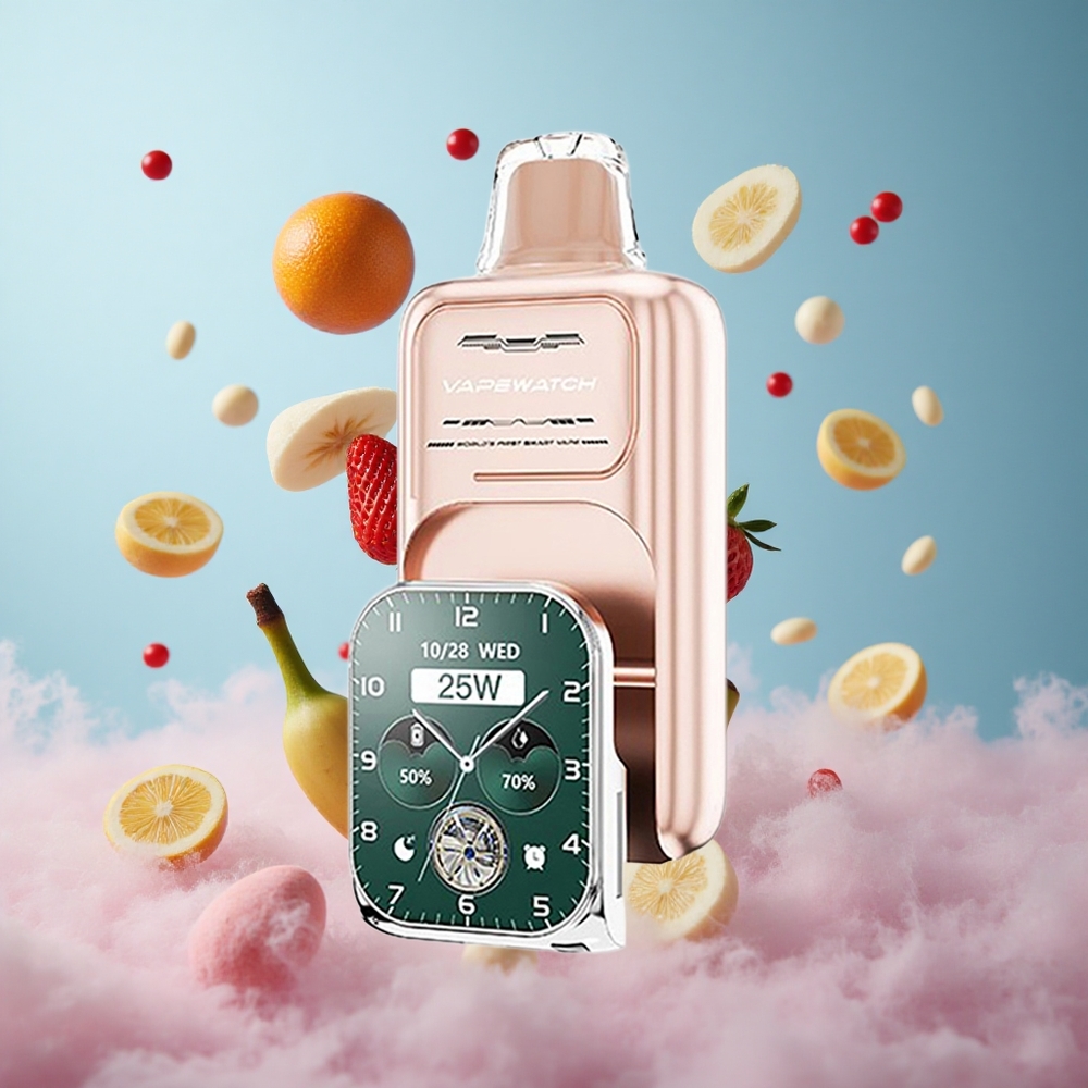 JNR Vape Watch 30000 Puffs Strawberry Banana Dual Mesh Coil Type-C Quick Charge