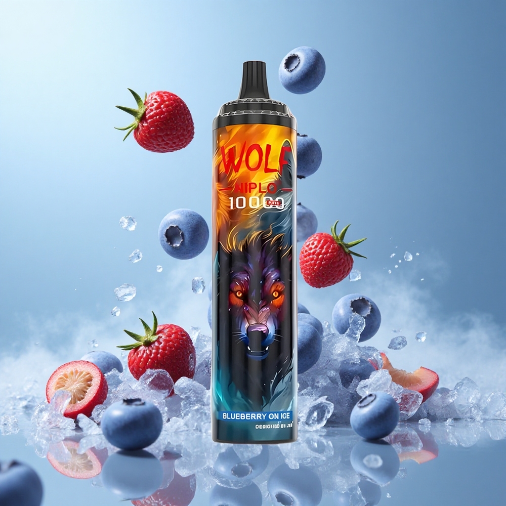 JNR Wolf Niplo 10000 Puffs Blueberry On Ice Mesh Coil 1.0 Ohm Type-C 650mAh