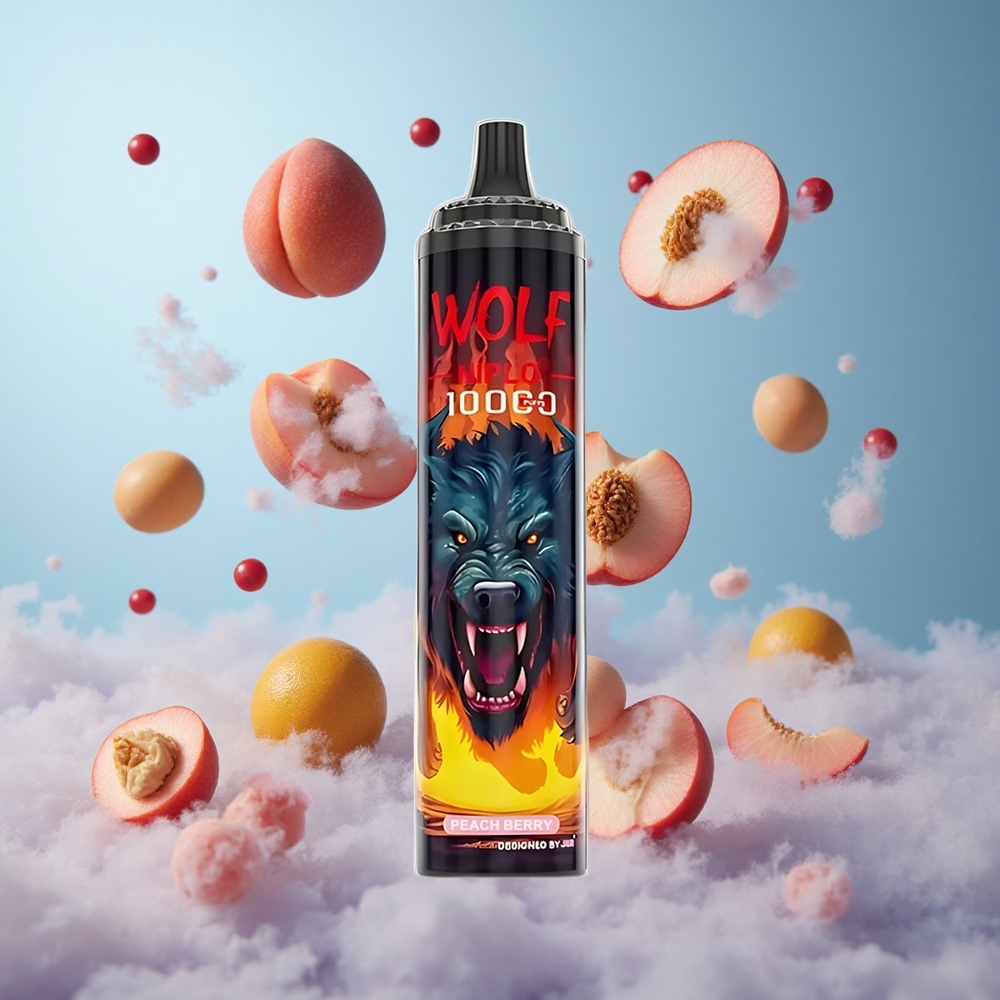 JNR Wolf Niplo 10000 Puffs Peach Berry Mesh Coil 1.0 Ohm 650mAh Type-C