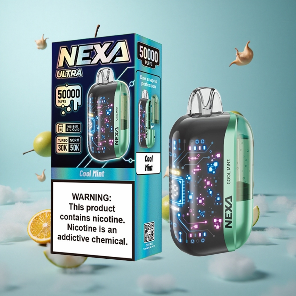 NEXA Ultra 50000 Puffs 20ml 5% Nicotine Cool Mint Dual Mesh 3D Curved Screen Type-C
