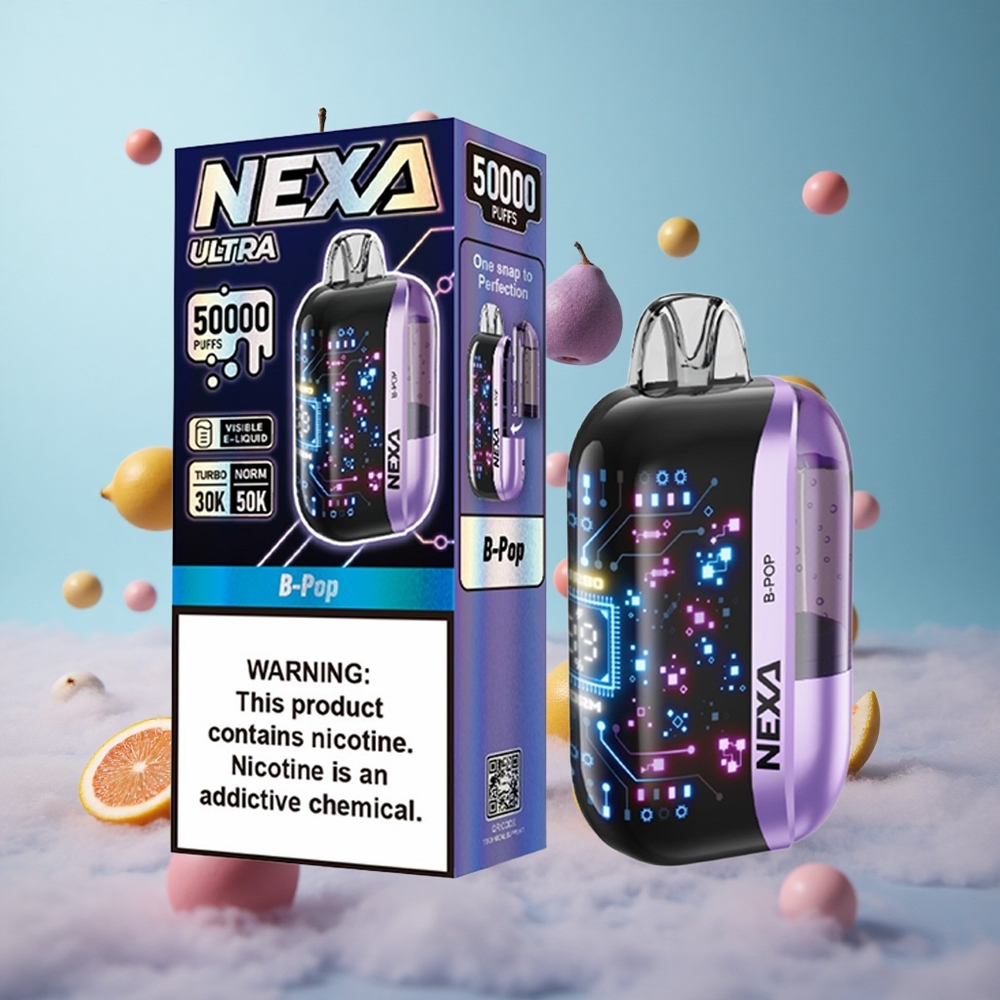 NEXA Ultra 50000 Puffs 20ml 5% Nicotine Dual Mesh 3d Curved Screen Disposable Vape B-Pop