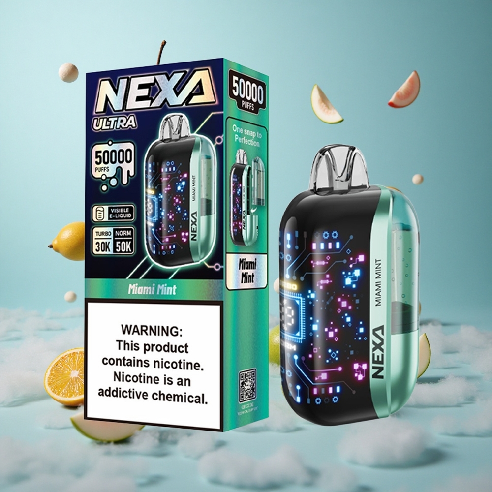 NEXA Ultra 50000 Puffs 20ml 5% Nicotine Miami Mint Dual Mesh Type-C 3D Curved Screen
