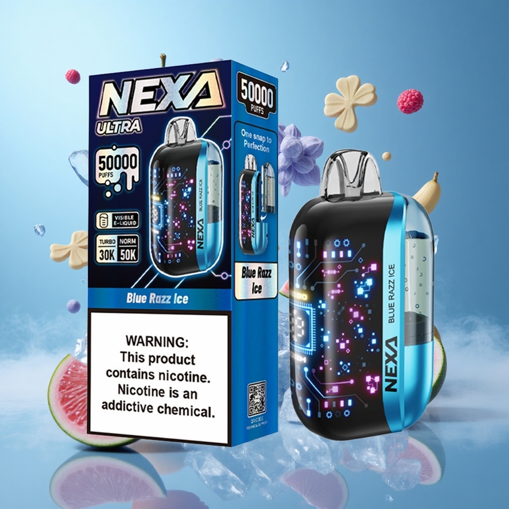 NEXA Ultra 50000 Puffs 20ml 800mah 5% Nicotine Blue Razz Ice Disposable Vape