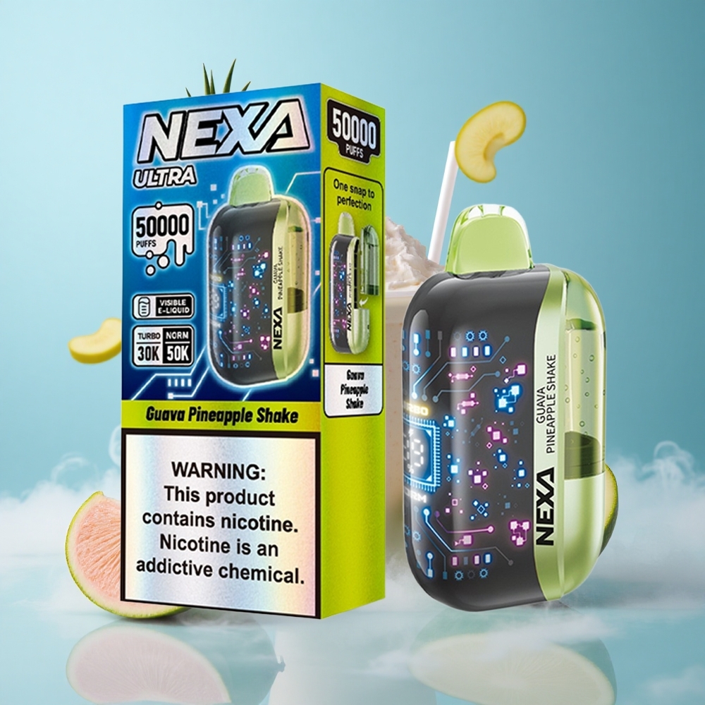 NEXA Ultra 50000 Puffs Disposable Vape Guava Pineapple Shake 20ml 800mah 5% Nicotine 0.9ohm Dual Mesh Type-c