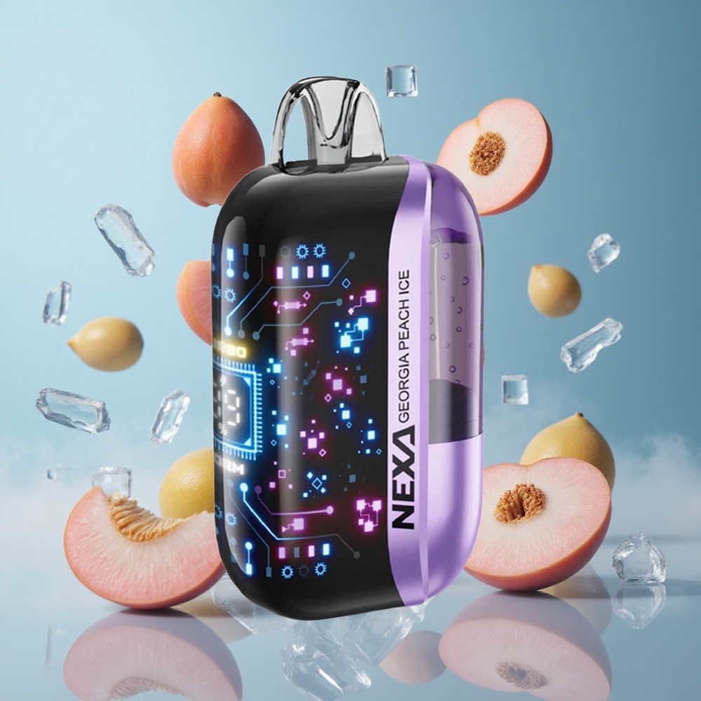 NEXA Ultra 50K 20ml 5% Nicotine Georgia Peach Ice Disposable Vape 3d Curved Screen Type-c
