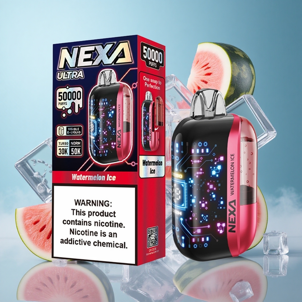NEXA Ultra 50K Disposable Vape 20ml 800mAh 5% Nicotine Watermelon Ice 3D Curved Screen Type-C
