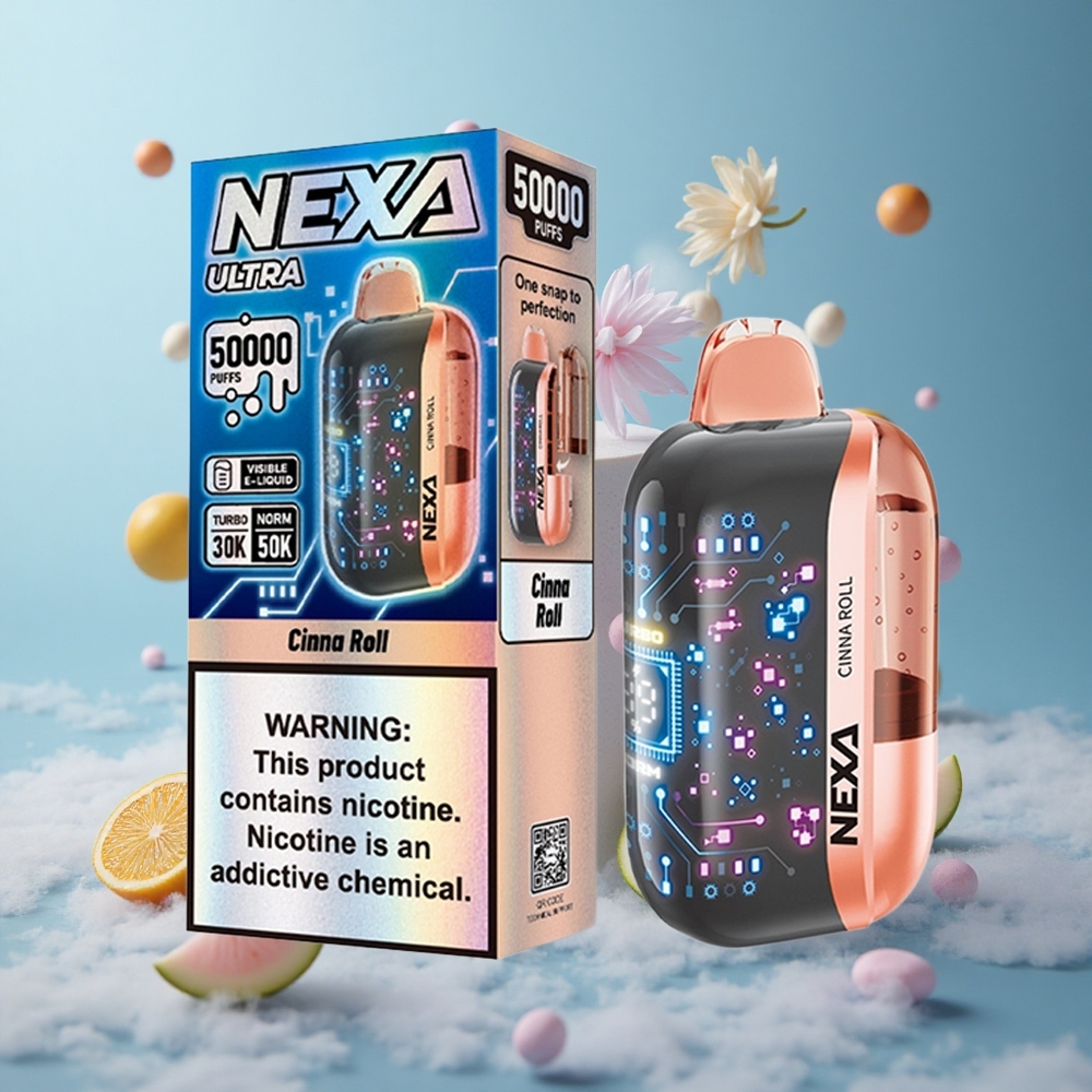 NEXA Ultra 50K Disposable Vape Cinna Roll 20ml 800mah 5% Nicotine 0.9ohm Dual Mesh