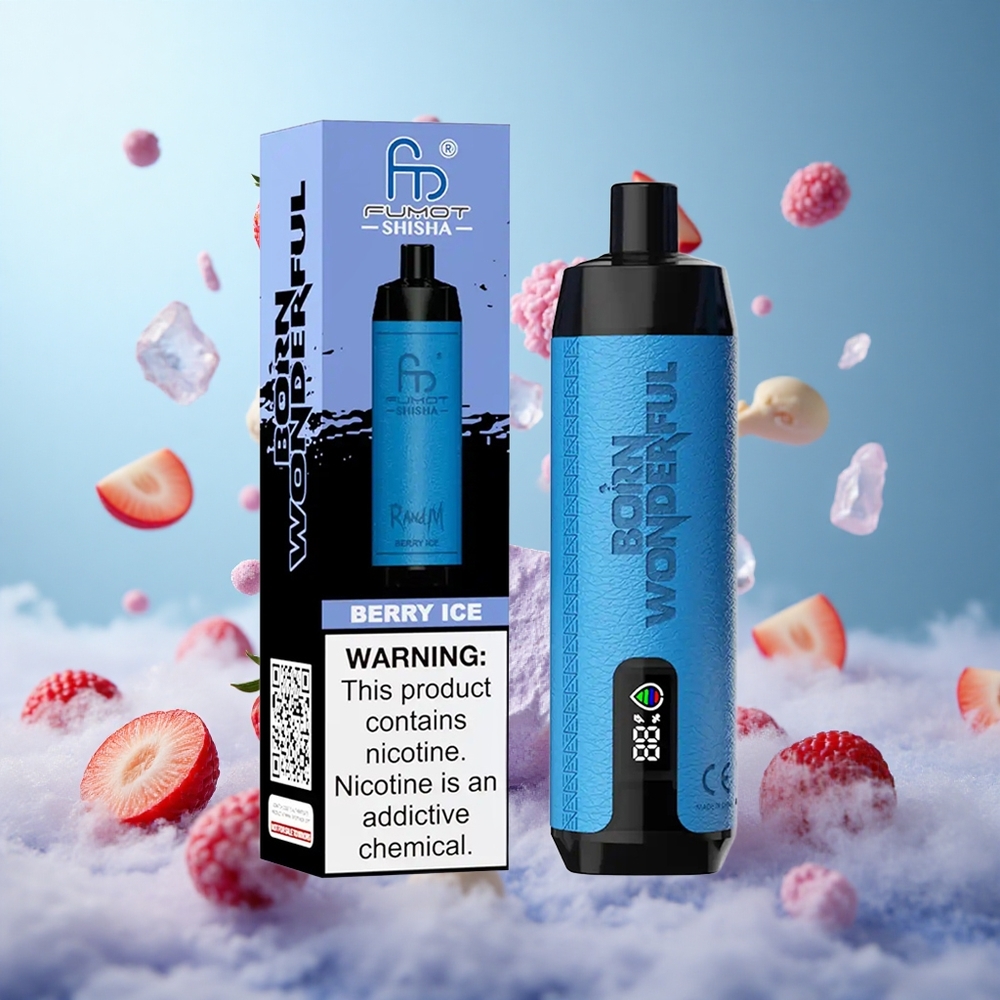RandM Fumot Shisha 10000 Puffs Berry Ice Disposable Vape with LED Indicator 18ml 850mAh Type-C