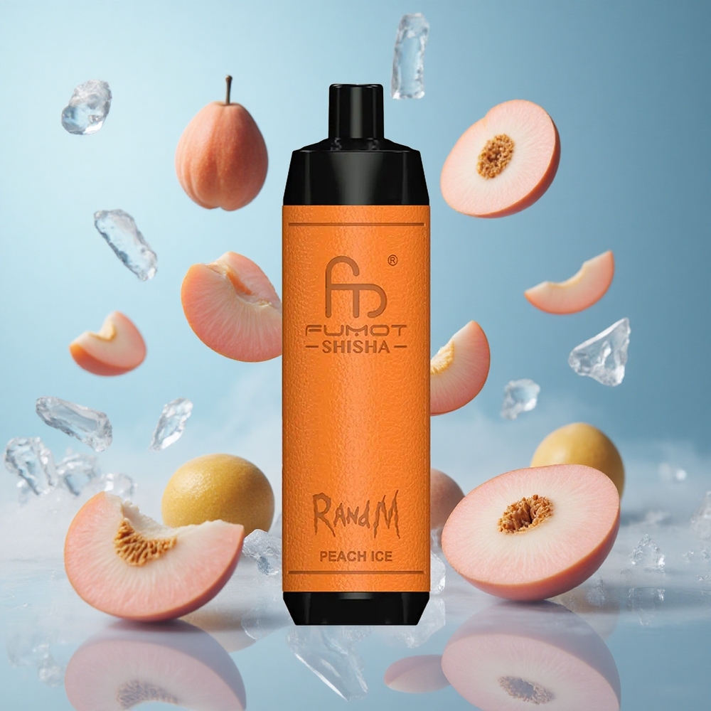 RandM Fumot Shisha 10000 Puffs Peach Ice Disposable Vape 18ml 850mAh Type-C