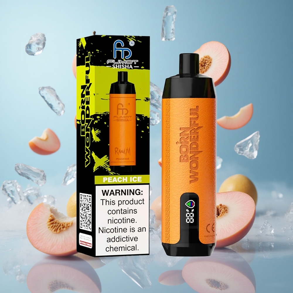 RandM Fumot Shisha 10000 Puffs Peach Ice Disposable Vape 18ml 850mAh Type-C