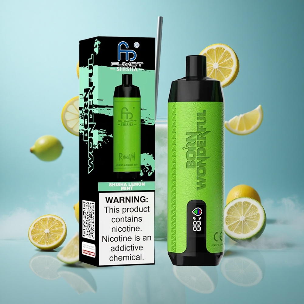 RandM Fumot Shisha 10000 Puffs Shisha Lemon Mint Disposable Vape 18mL 850mAh Type-C