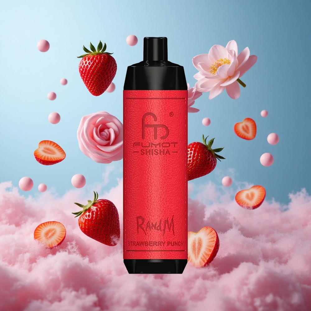 RandM Fumot Shisha 10000 Puffs Strawberry Punch Disposable Vape 18mL 0.5% Nicotine