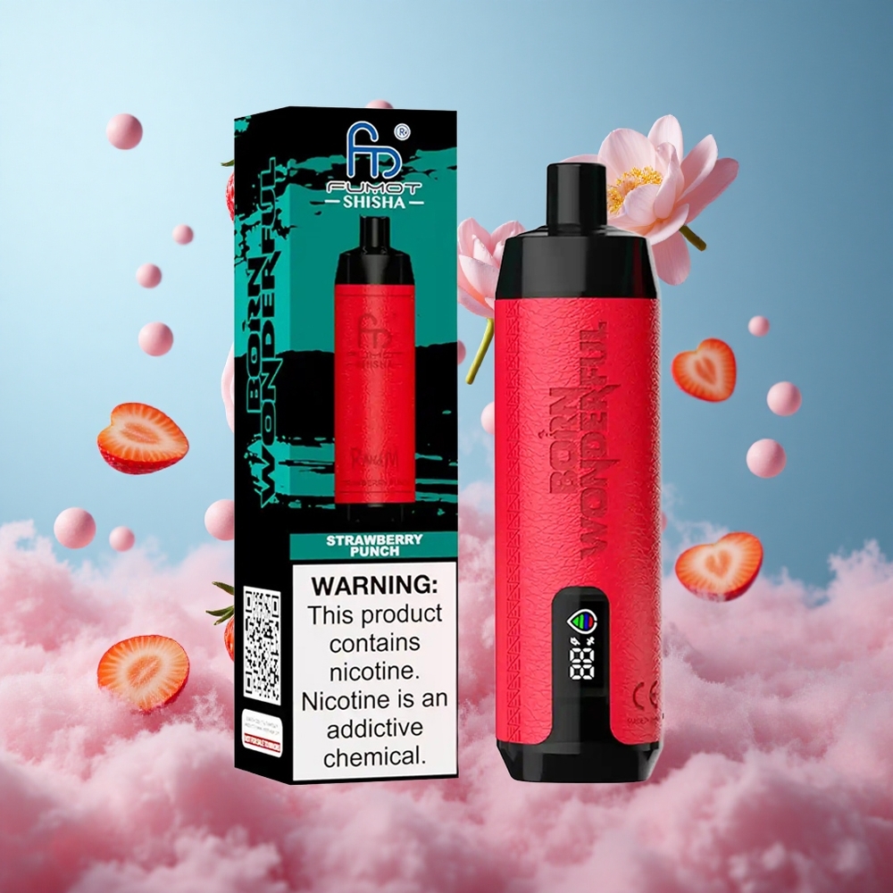 RandM Fumot Shisha 10000 Puffs Strawberry Punch Disposable Vape 18mL 0.5% Nicotine
