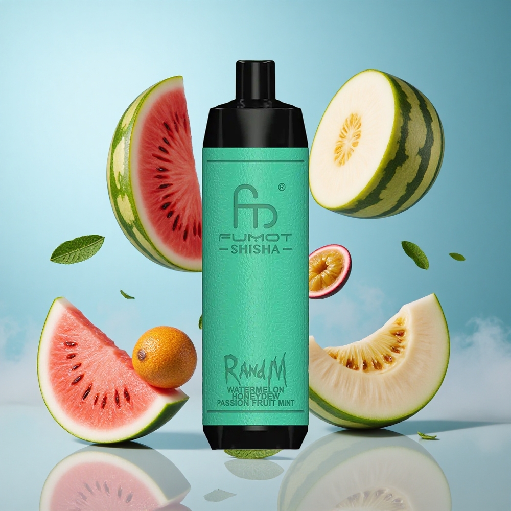 RandM Fumot Shisha 10000 Puffs Watermelon Honeydew Passion Fruit Mint Disposable Vape 18mL 850mAh Type-C
