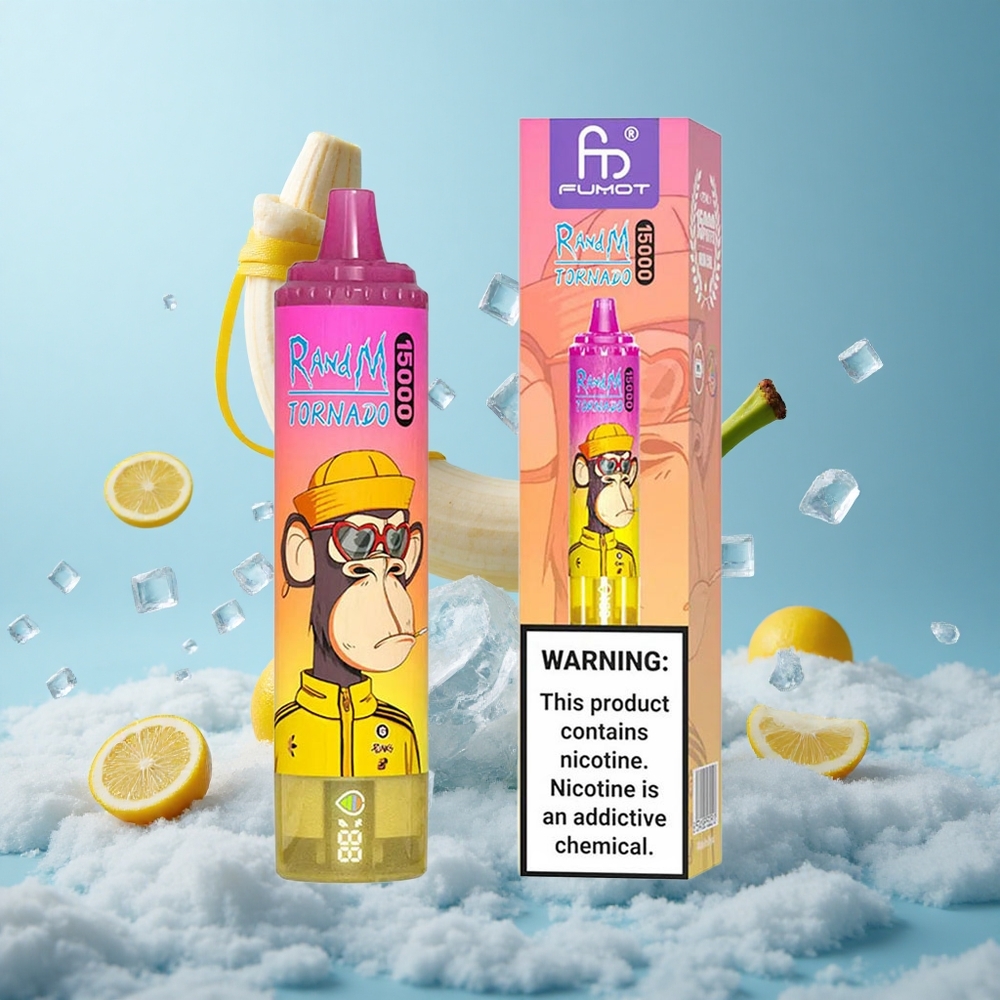 RandM Fumot Tornado 15000 Puffs 25ml 850mAh Mesh LCD Banana Ice Disposable Vape