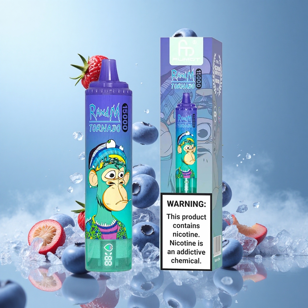 RandM Fumot Tornado 15000 Puffs 25ml Mesh Coil Blueberry On Ice LCD Type-C