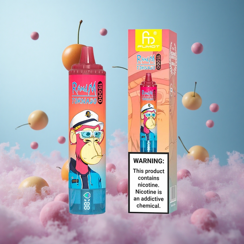 RandM Fumot Tornado 15000 Puffs 25ml Mesh LCD Cherry Disposable Vape