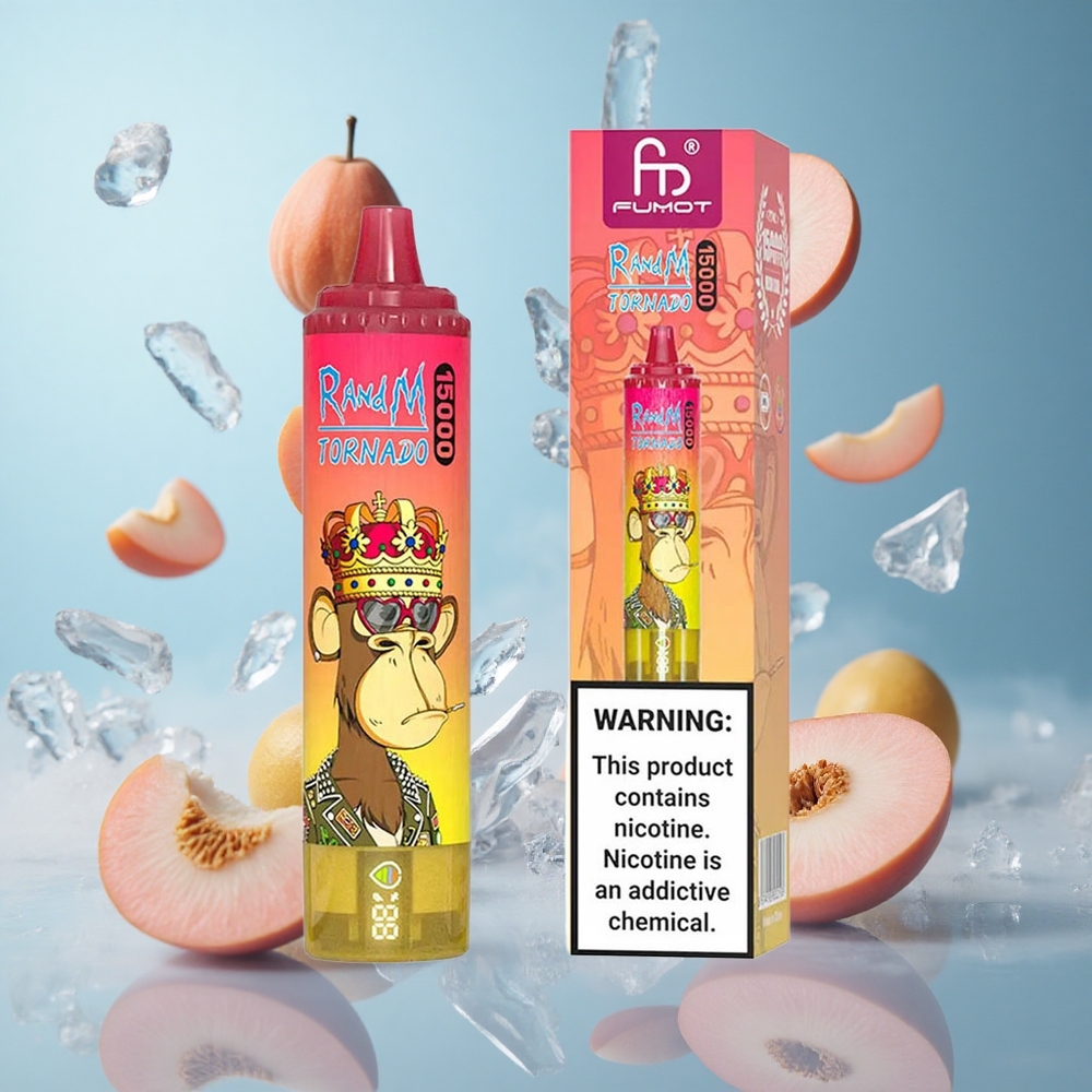 RandM Fumot Tornado 15000 Puffs 25ml Peach Ice Mesh LCD Type-C 850mAh