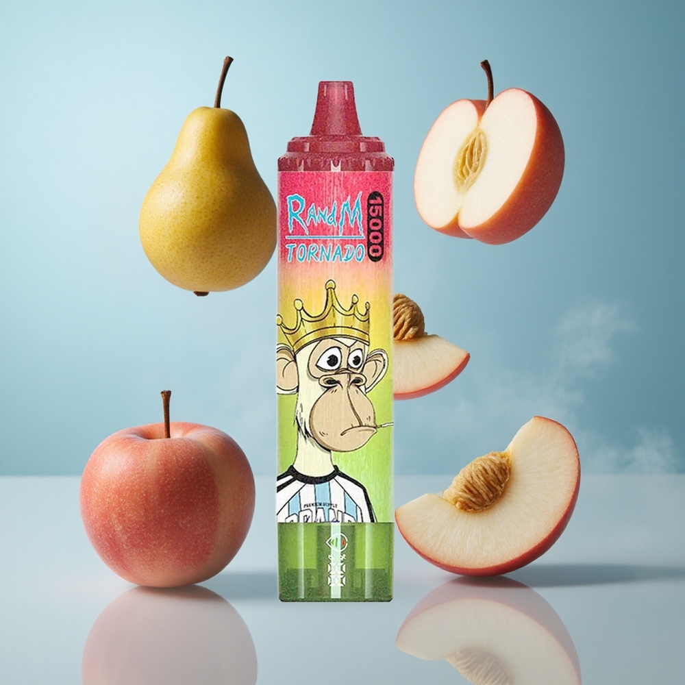 RandM Fumot Tornado 15000 Puffs Apple Peach Pear 25ml 850mAh Mesh LCD Type-C