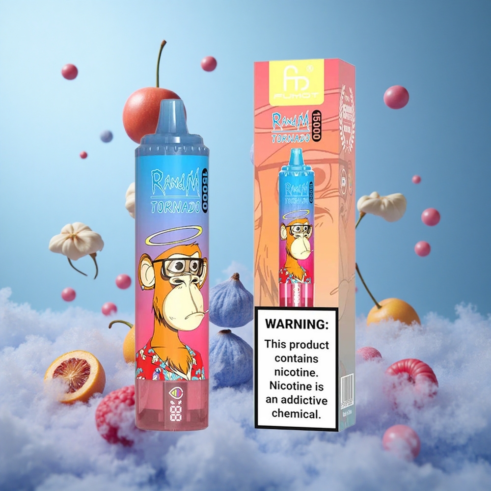 RandM Fumot Tornado 15000 Puffs Blue Razz Cherry 25ml 850mAh Mesh LCD Type-C