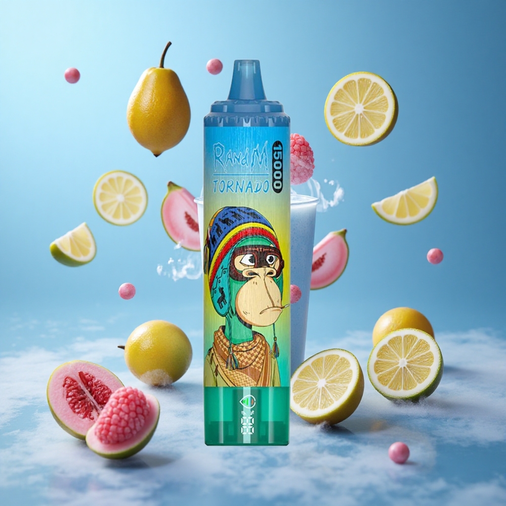 RandM Fumot Tornado 15000 Puffs Blue Razz Lemonade 25ml 850mAh Mesh LCD Type-C