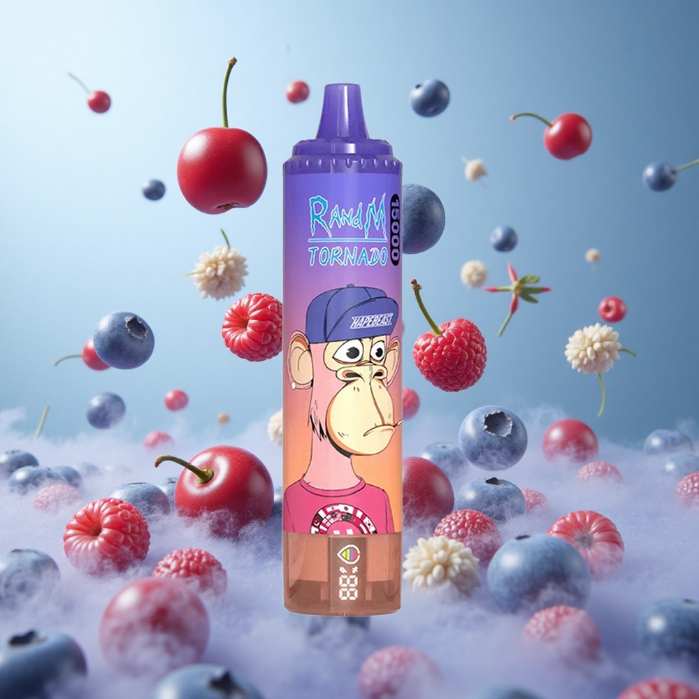 RandM Fumot Tornado 15000 Puffs Blueberry Cherry Cranberry LCD Type-C 850mAh