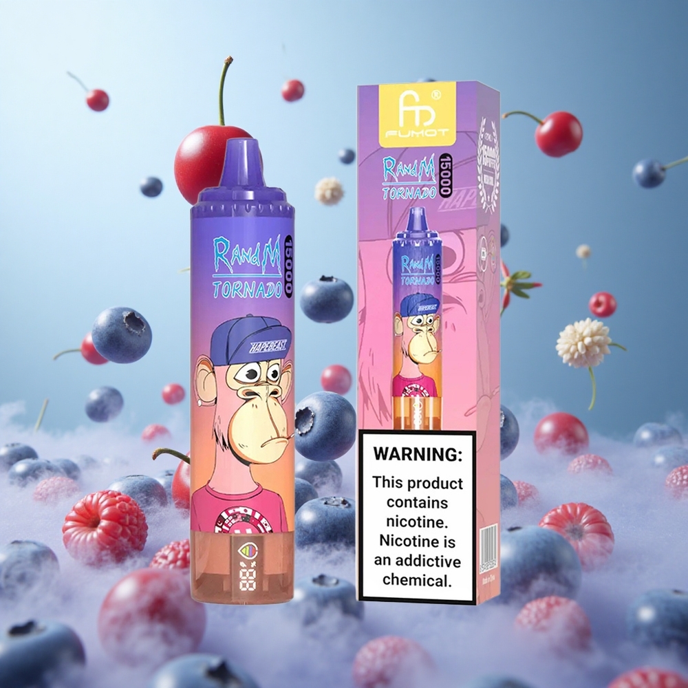 RandM Fumot Tornado 15000 Puffs Blueberry Cherry Cranberry LCD Type-C 850mAh