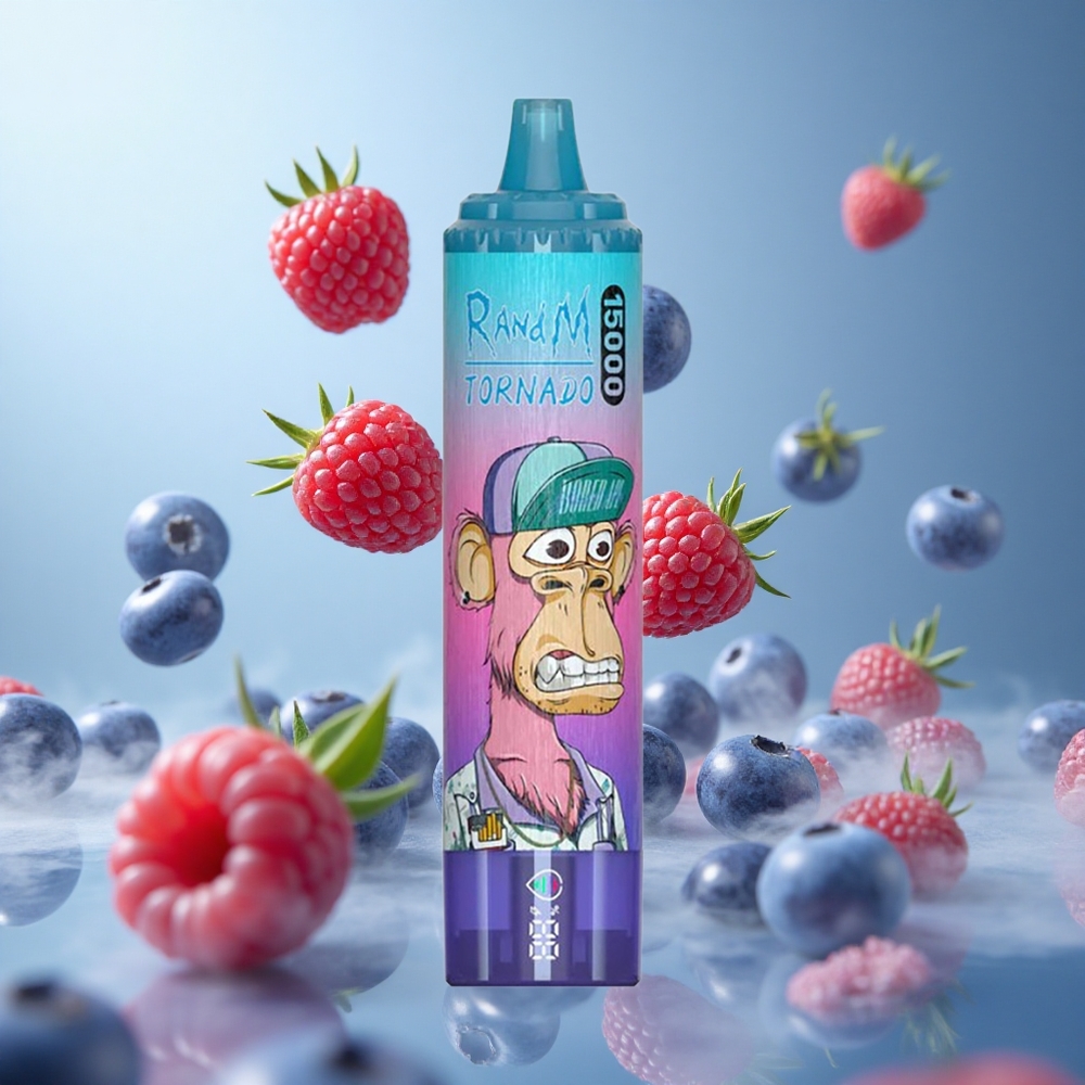 RandM Fumot Tornado 15000 Puffs Blueberry Raspberry Mesh Coil USB Type-C LCD