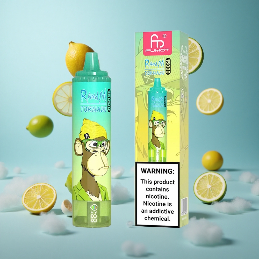 RandM Fumot Tornado 15000 Puffs Lemon Lime Disposable Vape LCD Type-C Mesh Coil