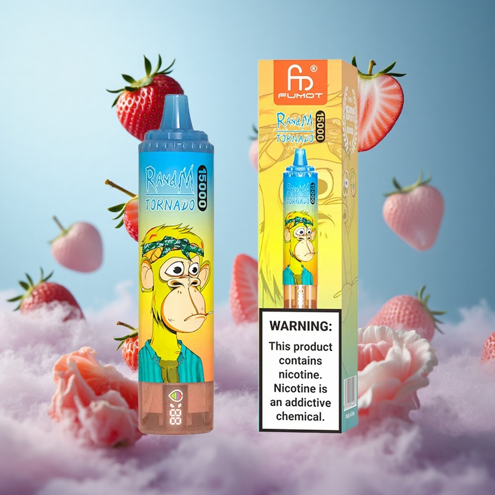 RandM Fumot Tornado 15000 Puffs Strawberry 25ml 850mAh Mesh LCD Type-C