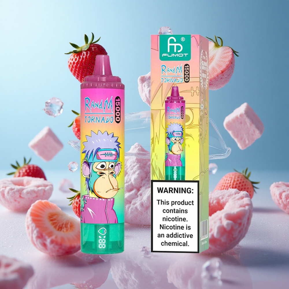 RandM Fumot Tornado 15000 Puffs Strawberry Ice 25ml Mesh Coil LCD Type-C