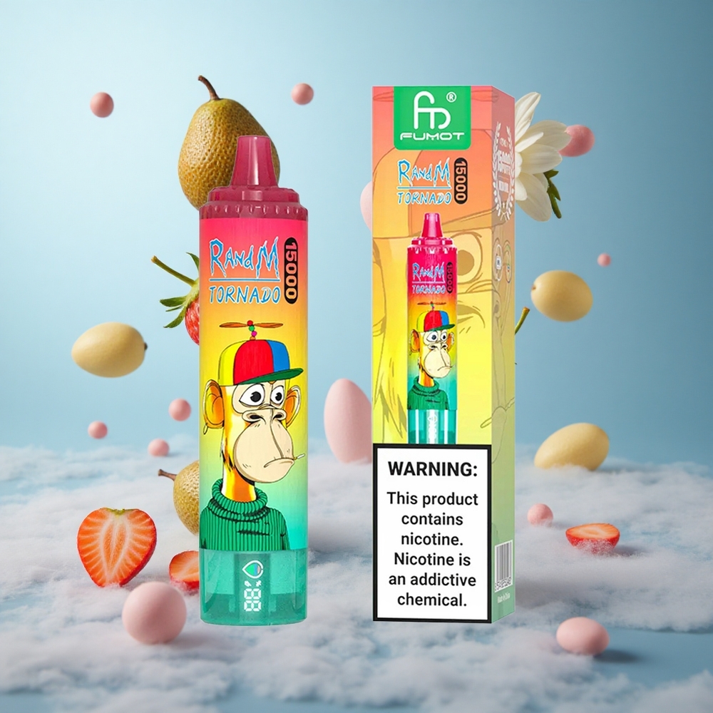 RandM Fumot Tornado 15000 Puffs Strawberry Kiwi 25ml 850mAh Mesh LCD Type-C