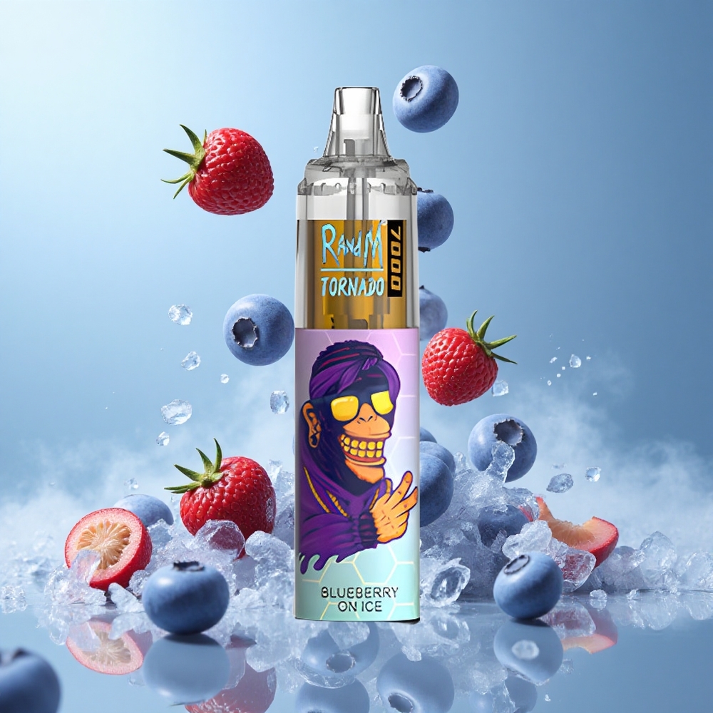 RandM Fumot Tornado 7000 Puffs 14ML Mesh RGB Air-Adjustable Blueberry On Ice