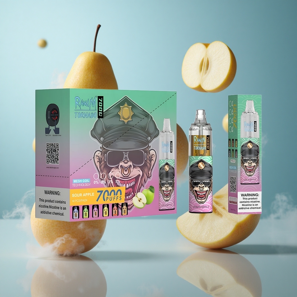 RandM Fumot Tornado 7000 Puffs 14ML Sour Apple Mesh RGB Air-Adjustable