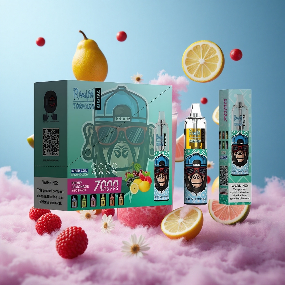 RandM Fumot Tornado 7000 Puffs Berry Lemonade 14ML Mesh Coil Type-C RGB Air-Adjustable